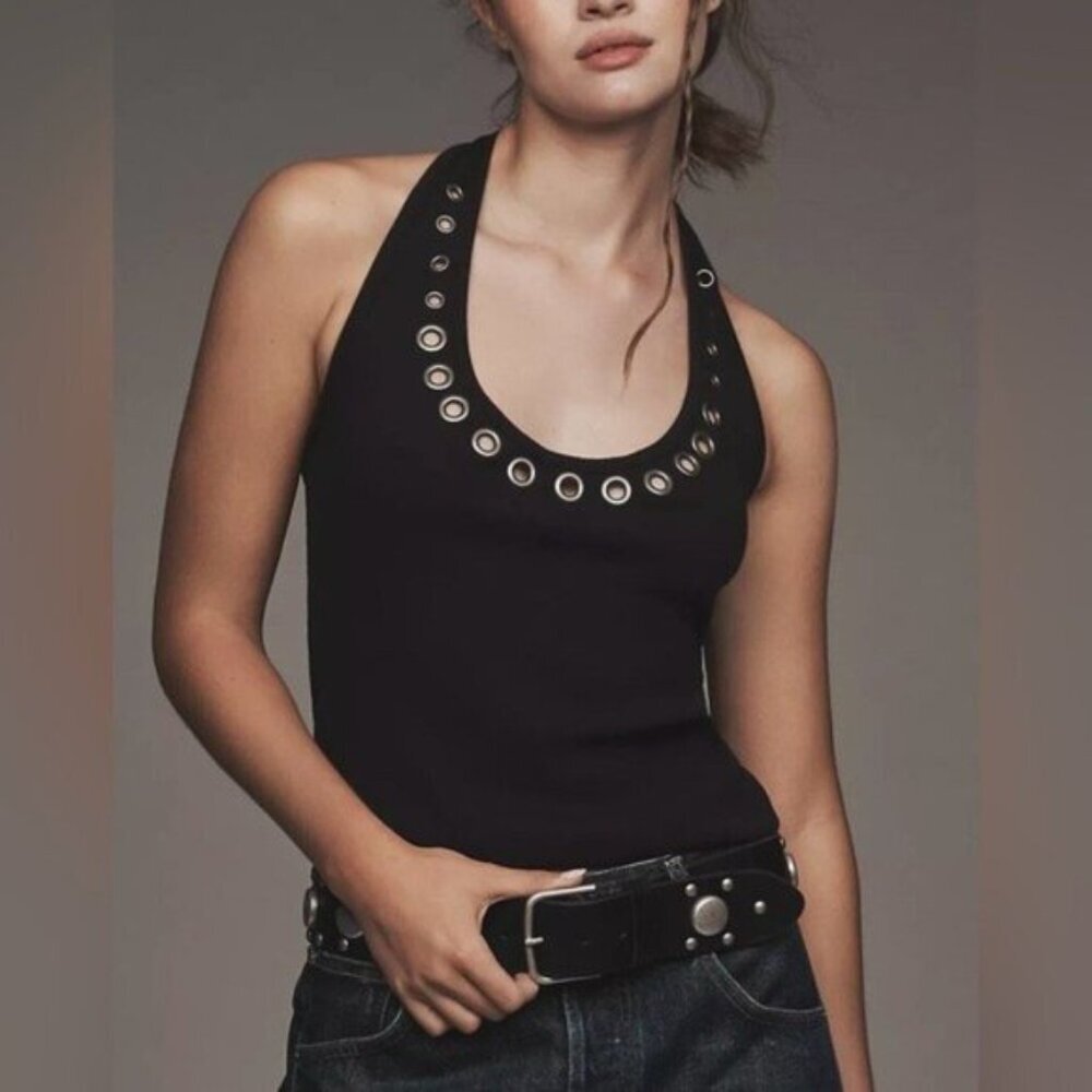 NWT Size XS - Pilcro Scoop-Neck Grommet Halter Top (NWT US$ 58)